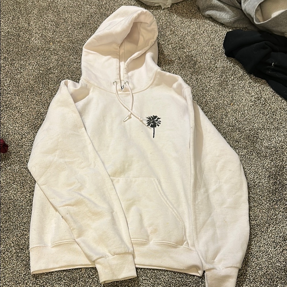 Men's Cream Hoodie with Palm Tree Design